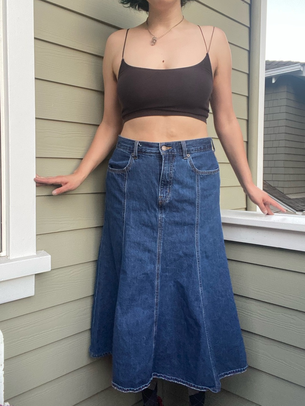 Levi’s Y2K Dark Blue Denim A-Line Maxi Skirt